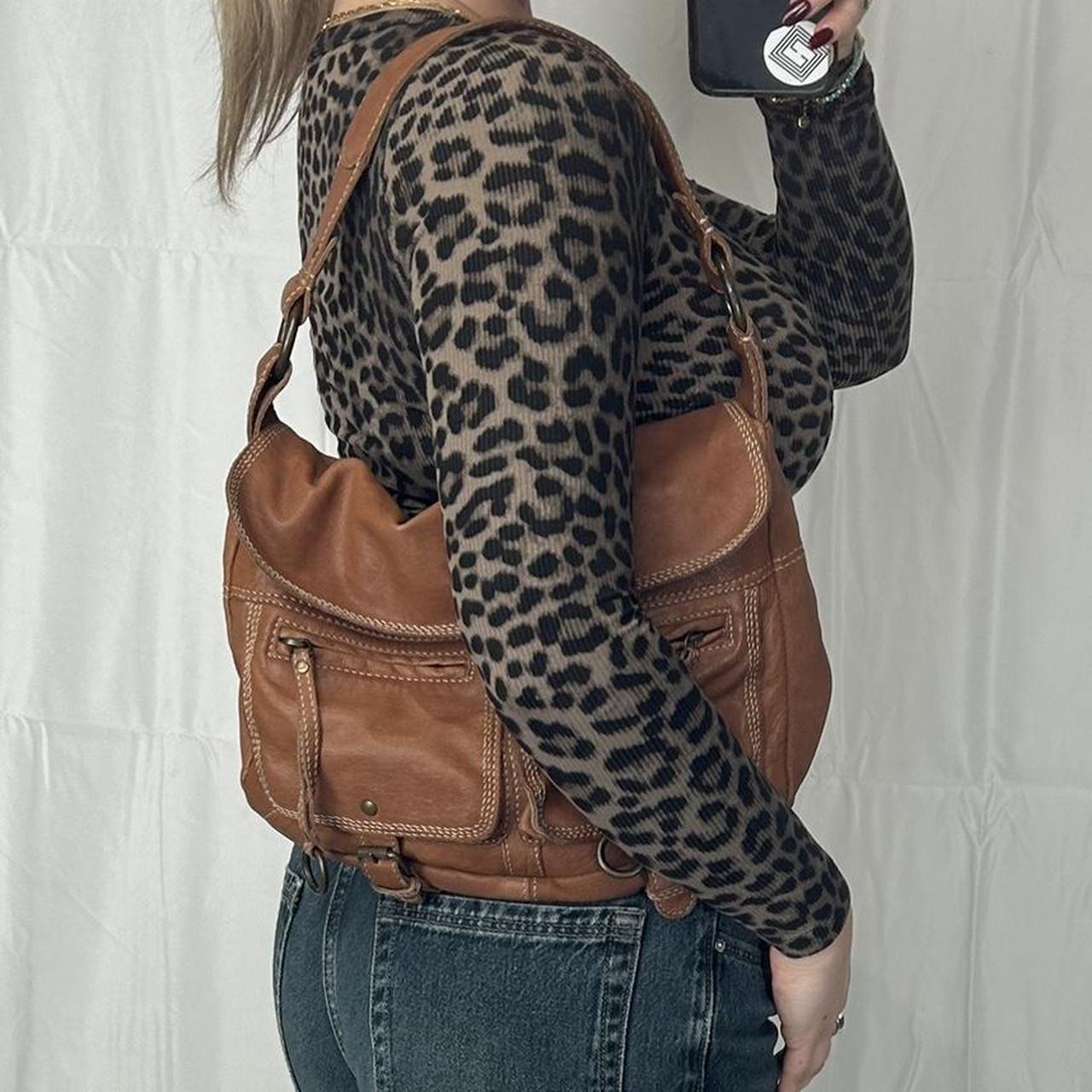 Vintage y2k style brown slouchy leather shoulder bag