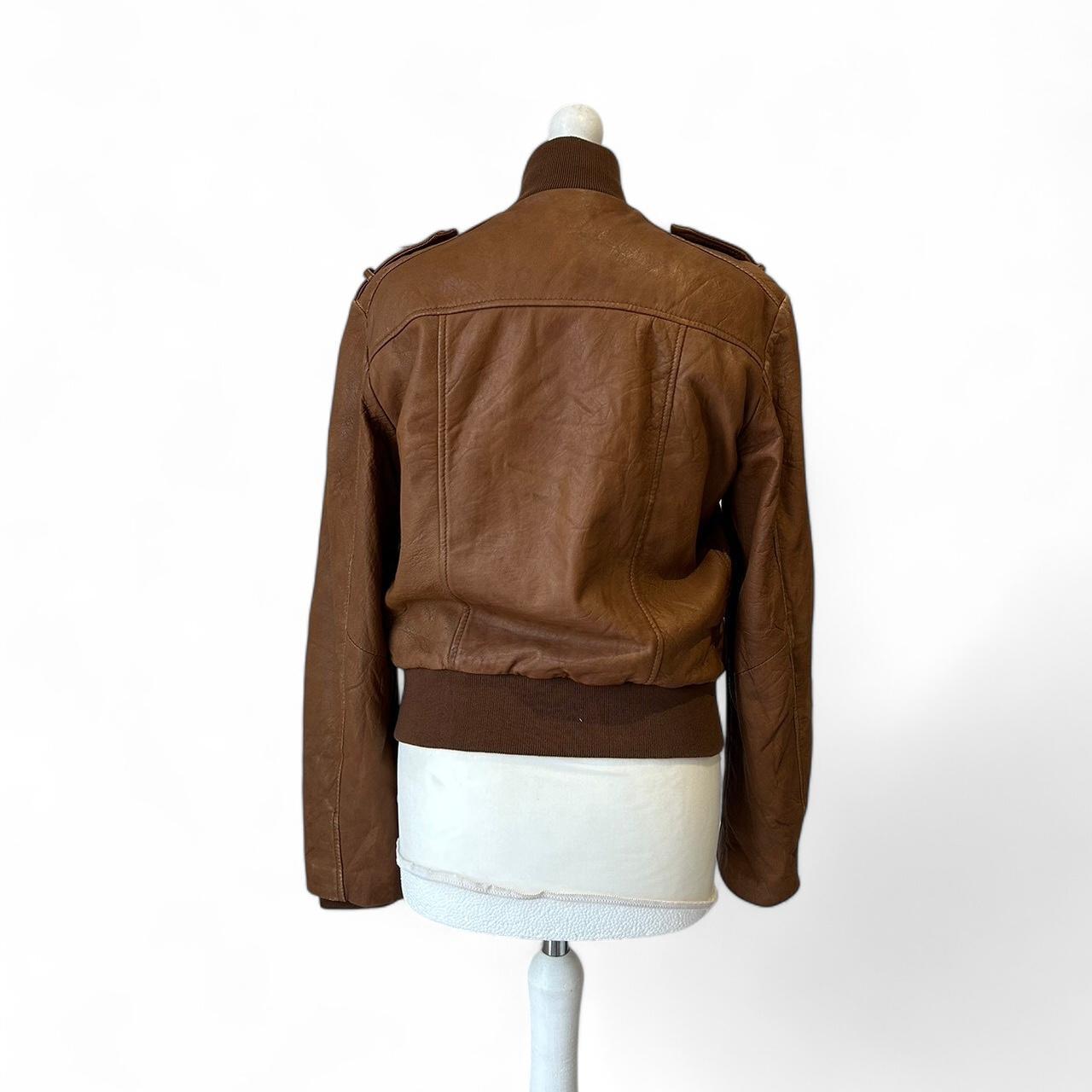 Vintage y2k style brown slouchy leather jacket