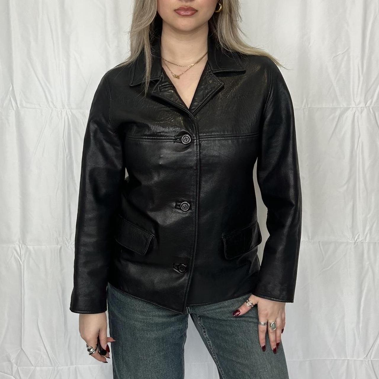 Vintage y2k style black leather jacket