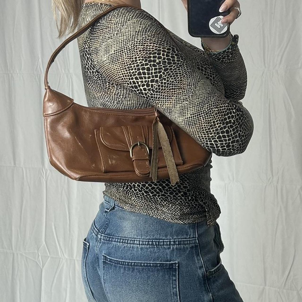 Vintage y2k style brown faux leather shoulder bag