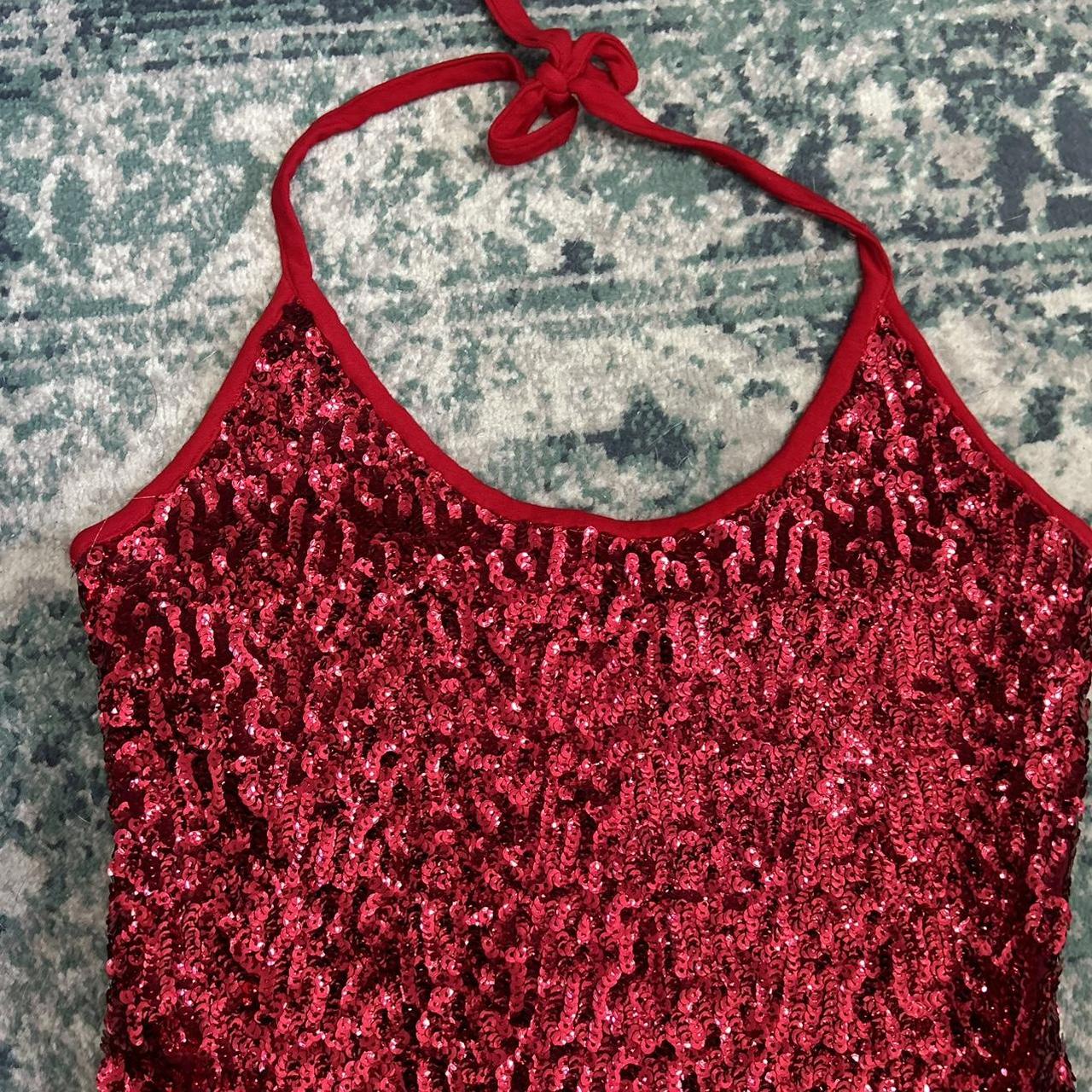 Vintage y2k style red sequin halterneck top