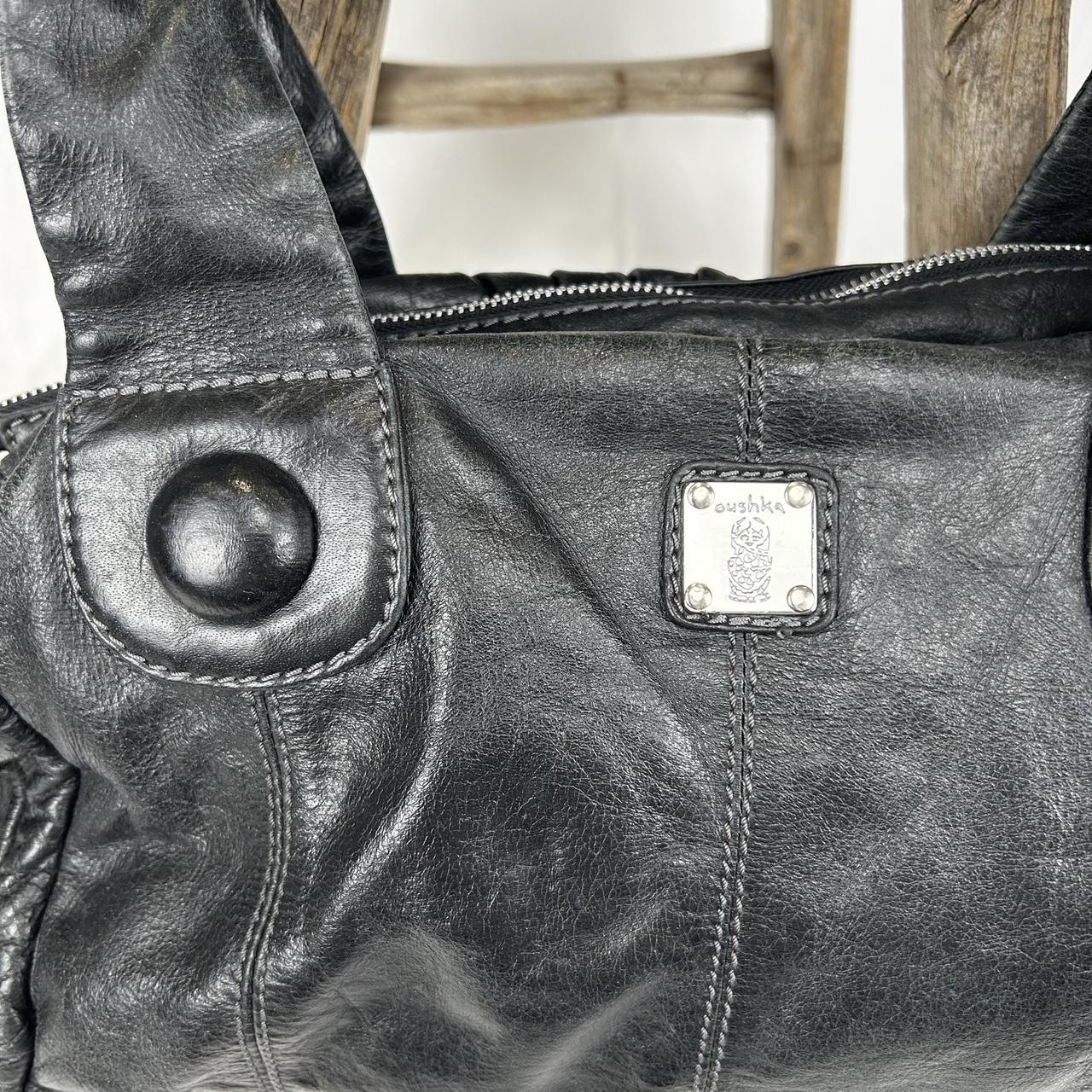 Vintage y2k style black distressed slouchy leather handbag