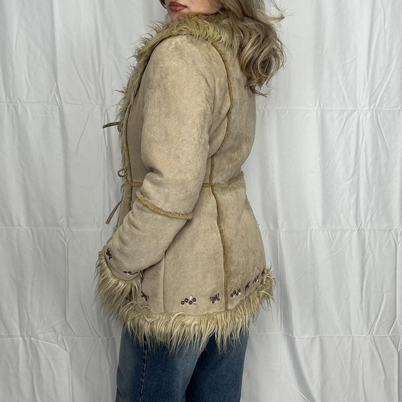 Vintage y2k style cream afghan coat