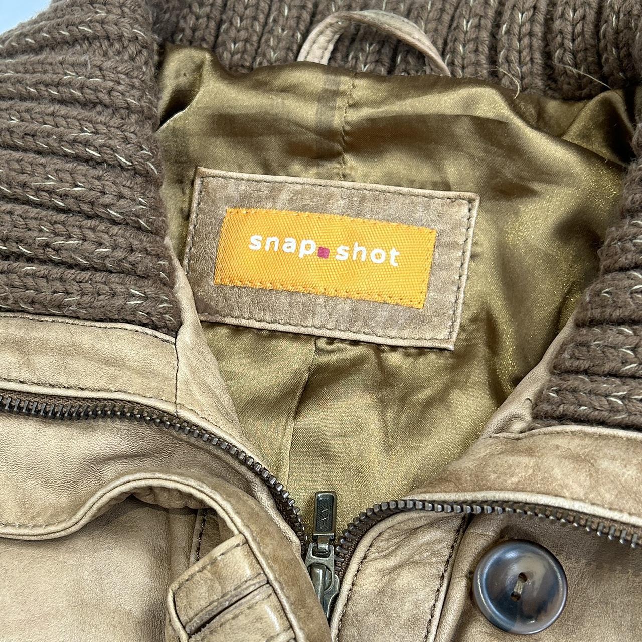 Vintage y2k style brown leather jacket with ribbed detailing