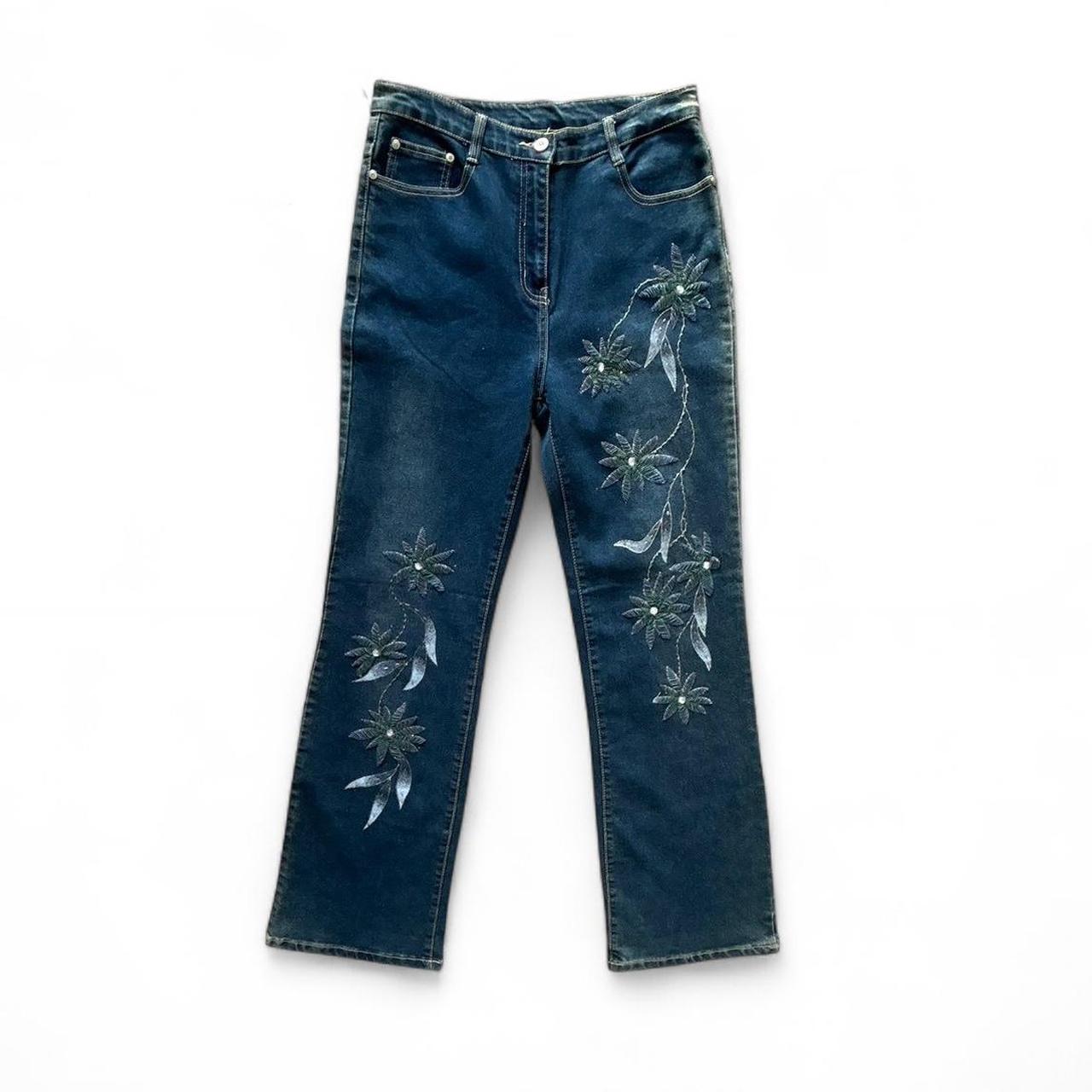Vintage Y2K style dark wash straight leg jeans