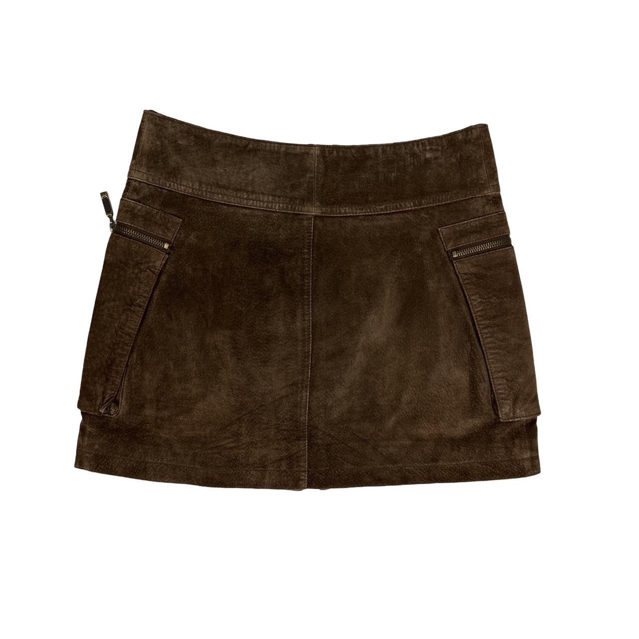 Vintage y2k style brown suede leather mini skirt