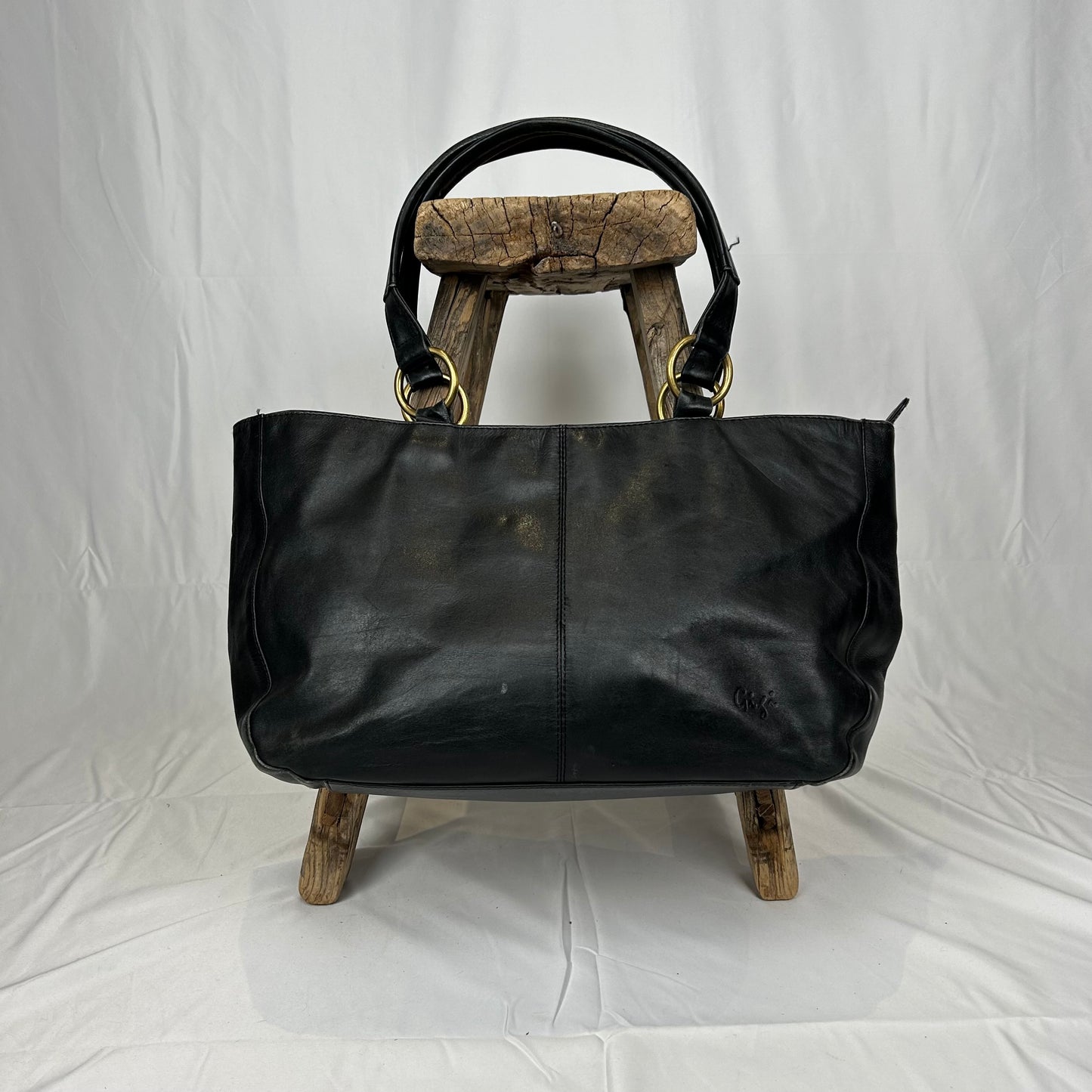 Vintage y2k style black leather shoulder bag