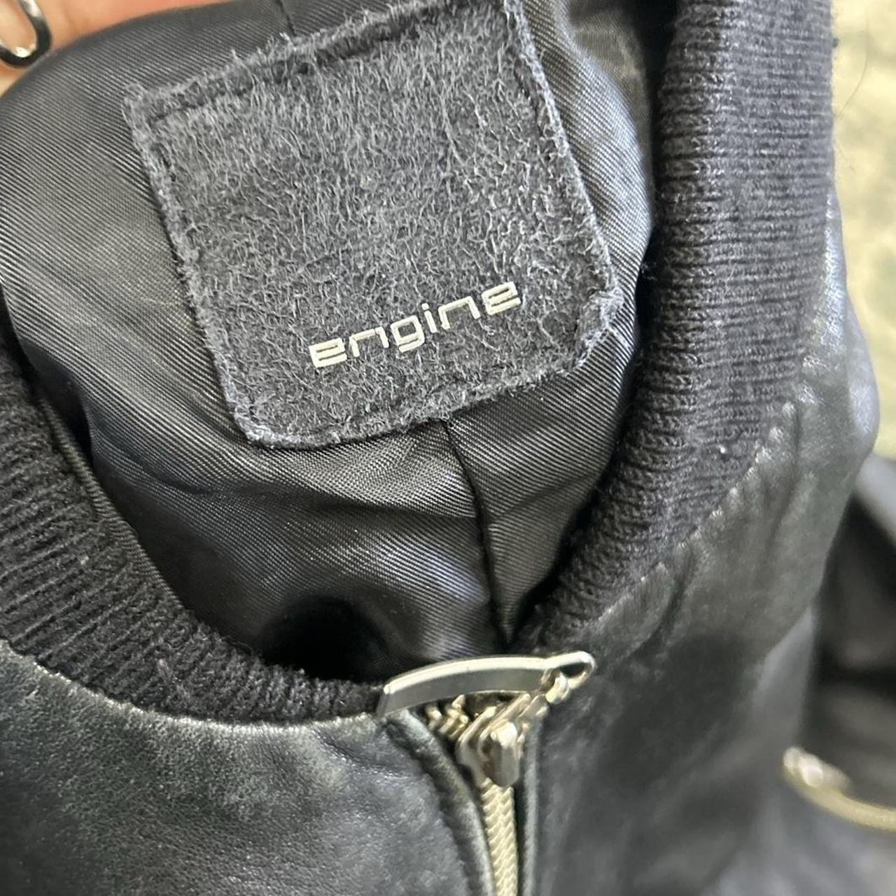 Vintage y2k style black leather bomber jacket
