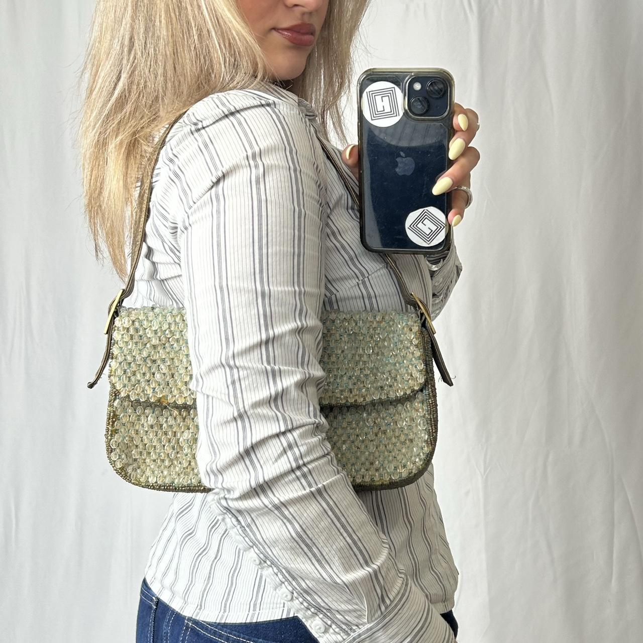 Vintage y2k style beaded shoulder bag