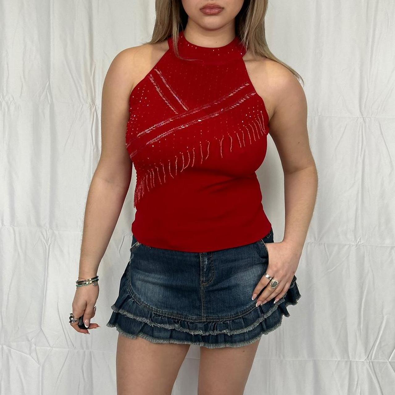 Vintage y2k style red embellished top