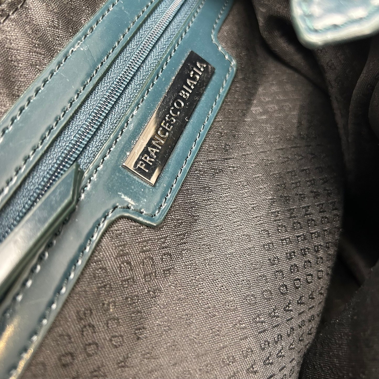 Vintage y2k style wool check & leather shoulder bag