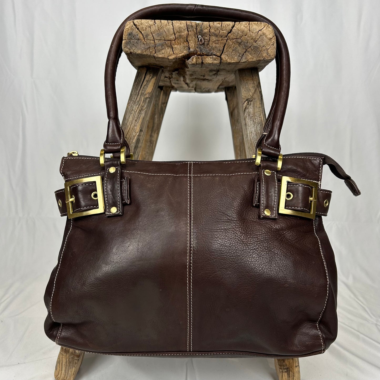Vintage y2k style brown leather shoulder bag