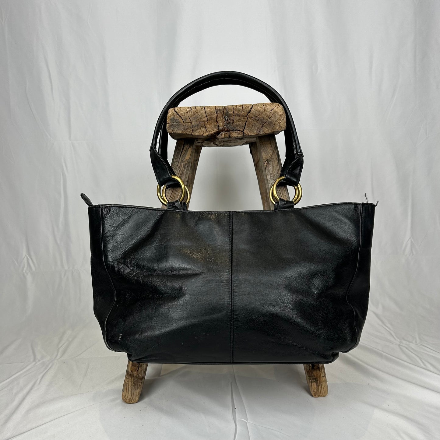 Vintage y2k style black leather shoulder bag