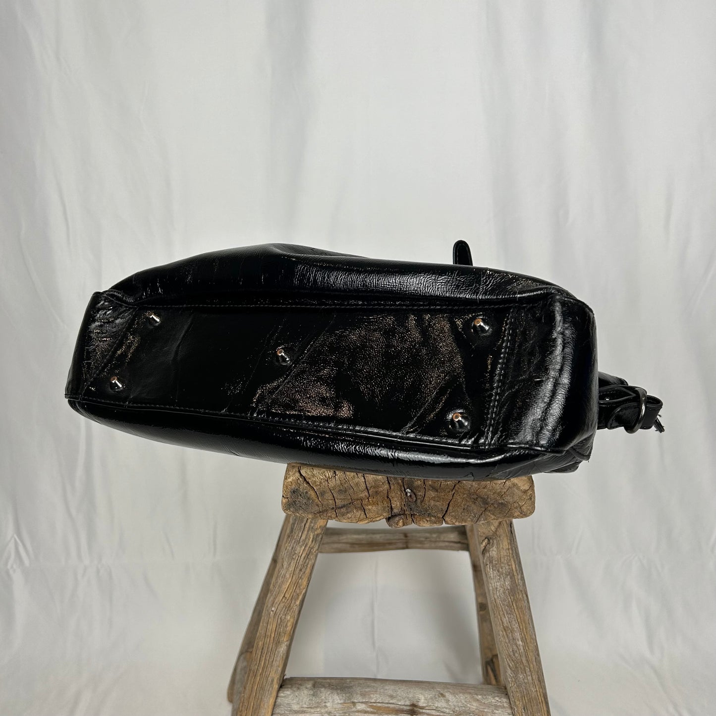 Vintage y2k style black patent leather shoulder bag