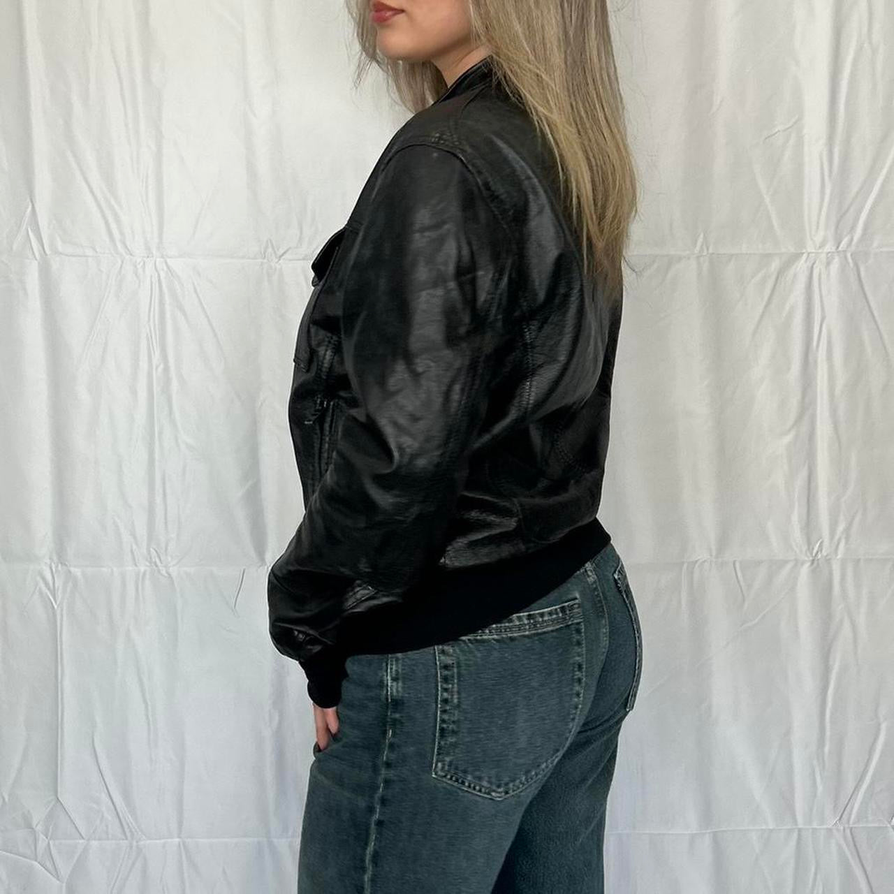 Vintage y2k style black leather moto jacket