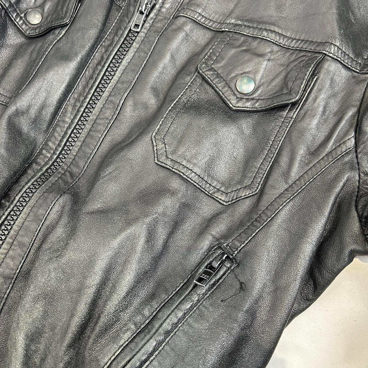 Vintage y2k style black leather moto jacket