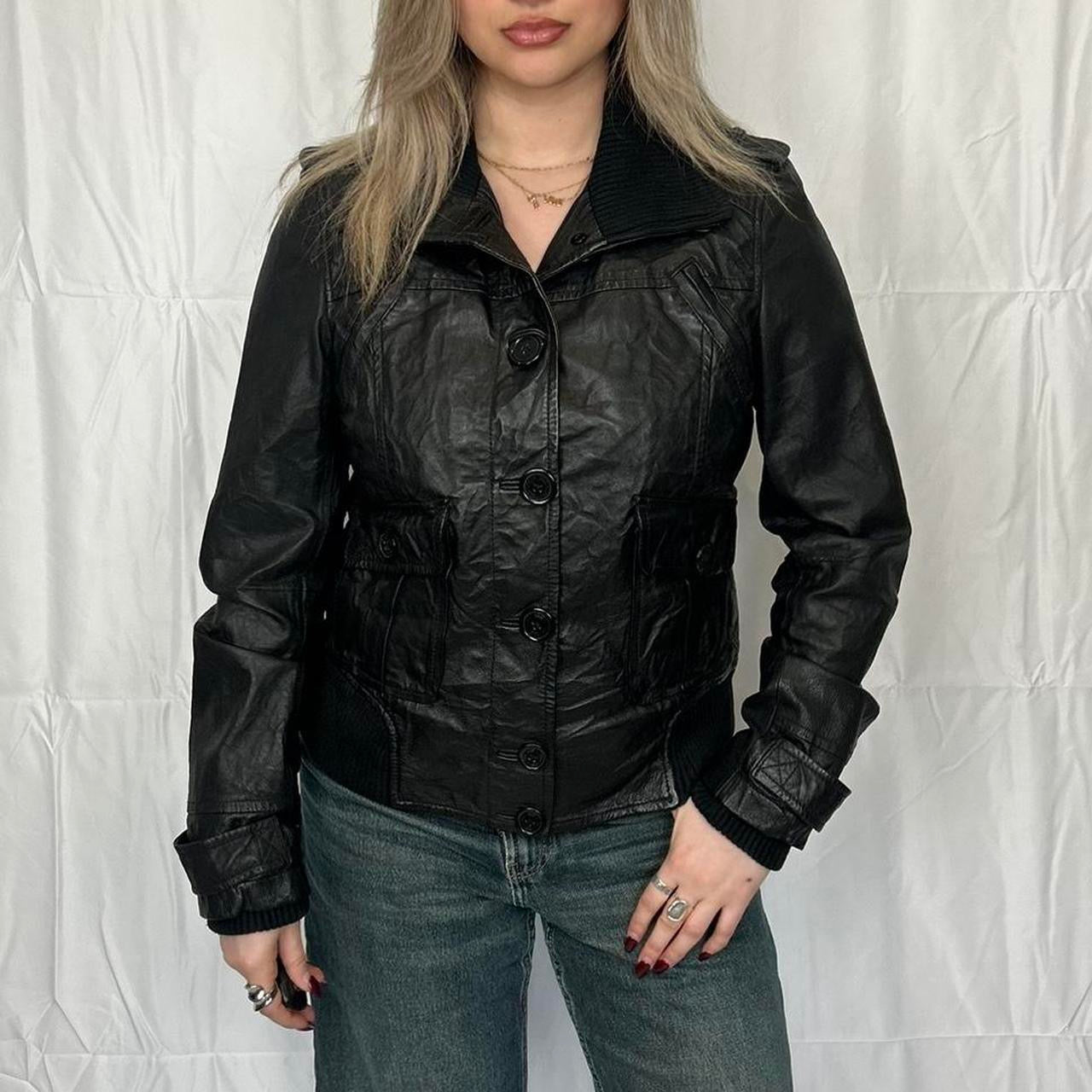 Vintage y2k style black leather jacket