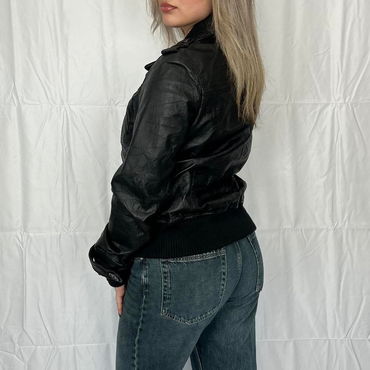 Vintage y2k style black leather jacket