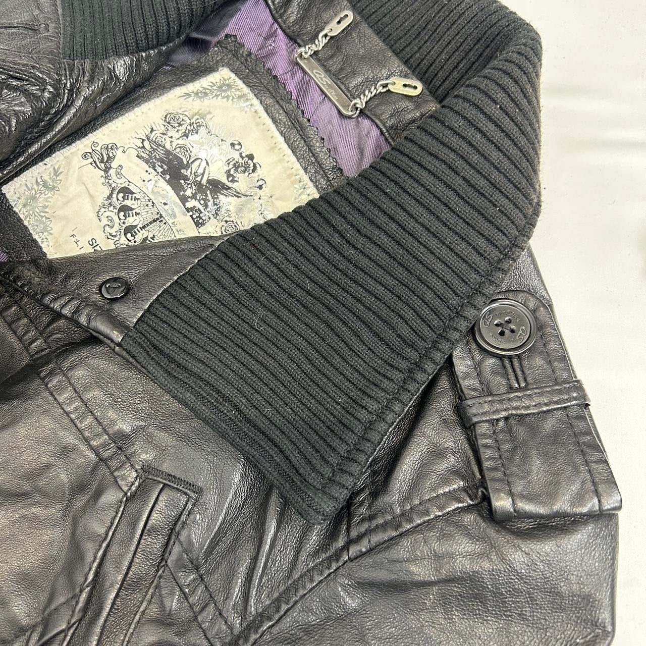 Vintage y2k style black leather jacket