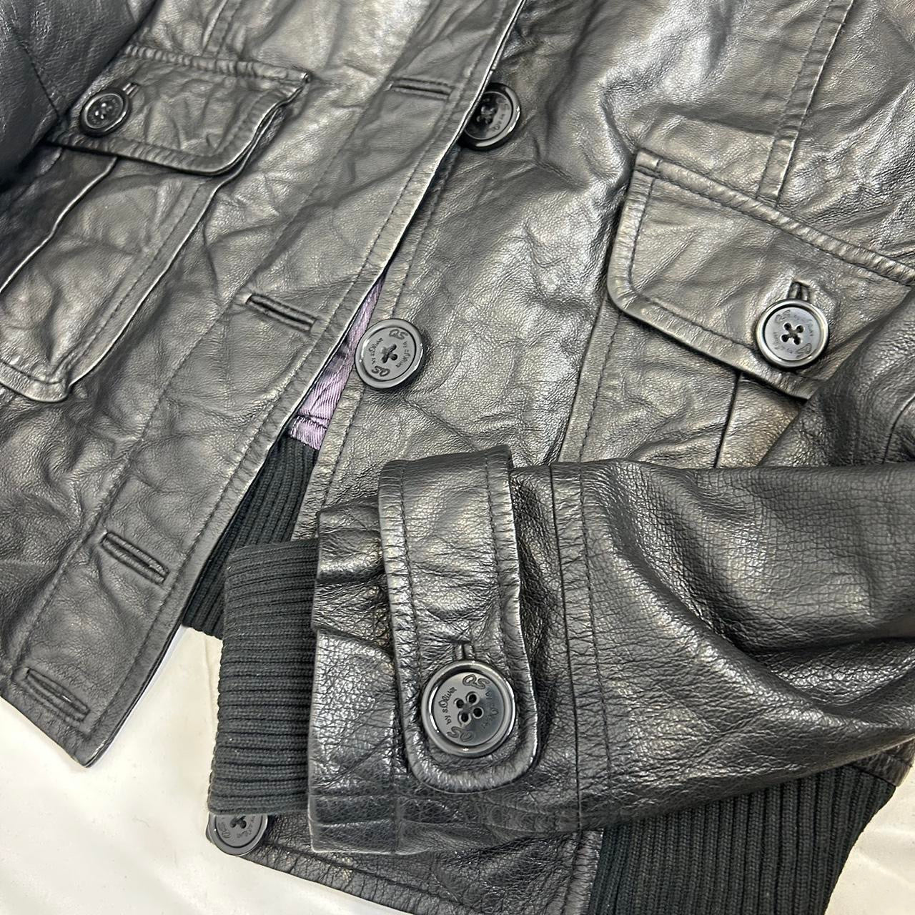 Vintage y2k style black leather jacket
