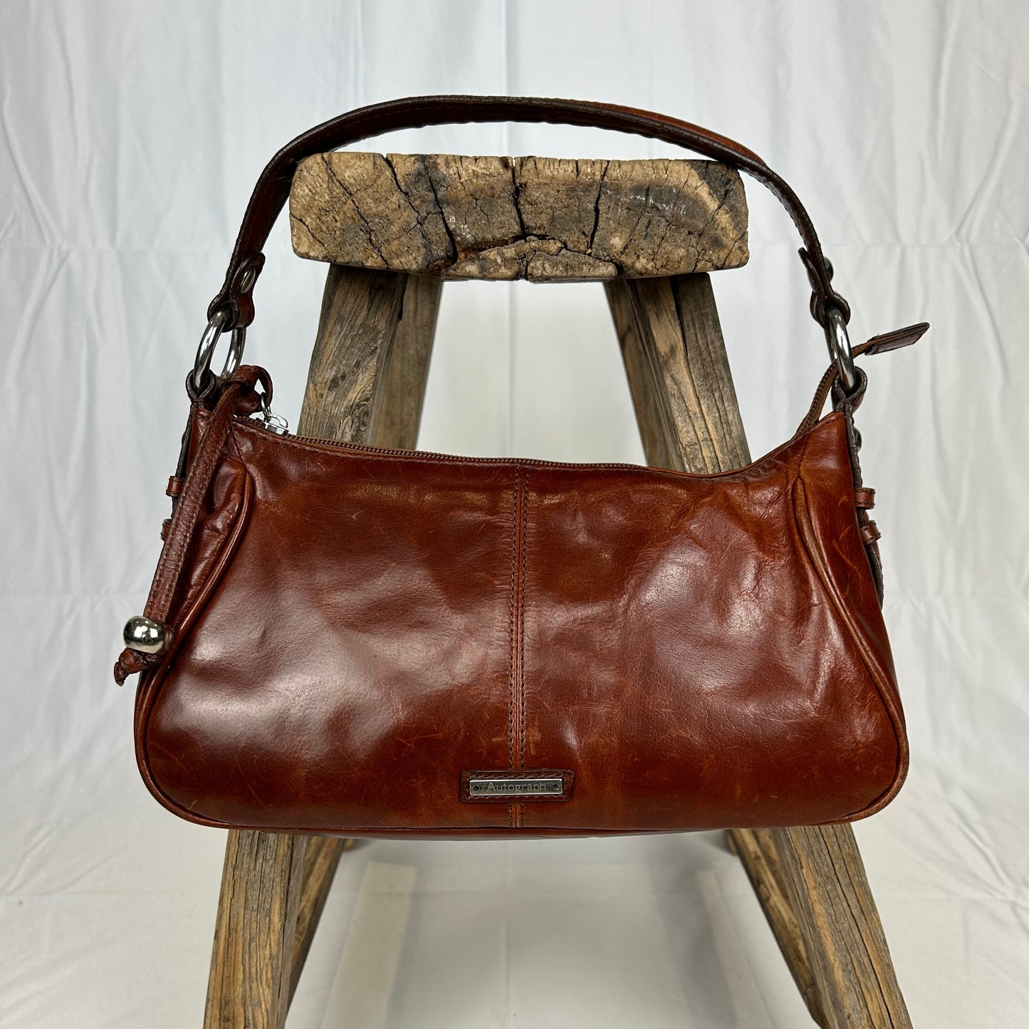 Vintage y2k style brown leather handbag