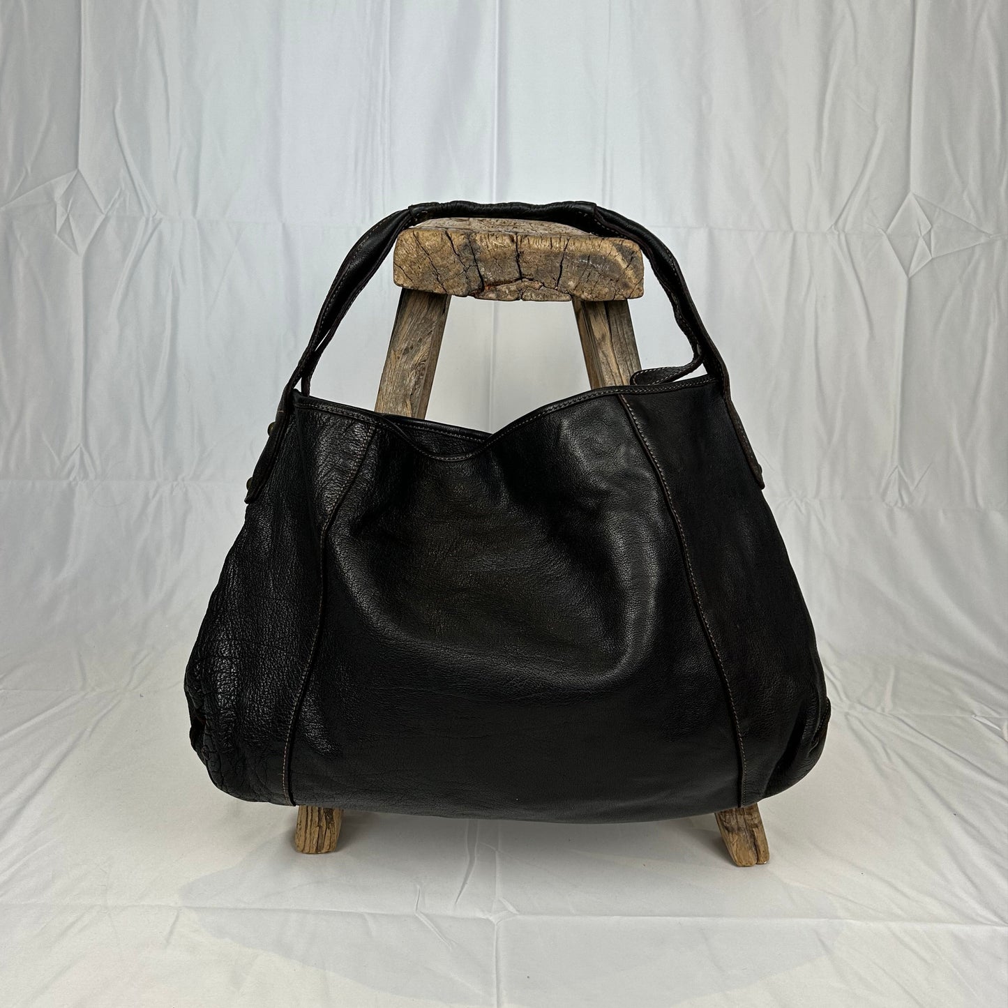 Vintage y2k style slouchy black hobo leather bag