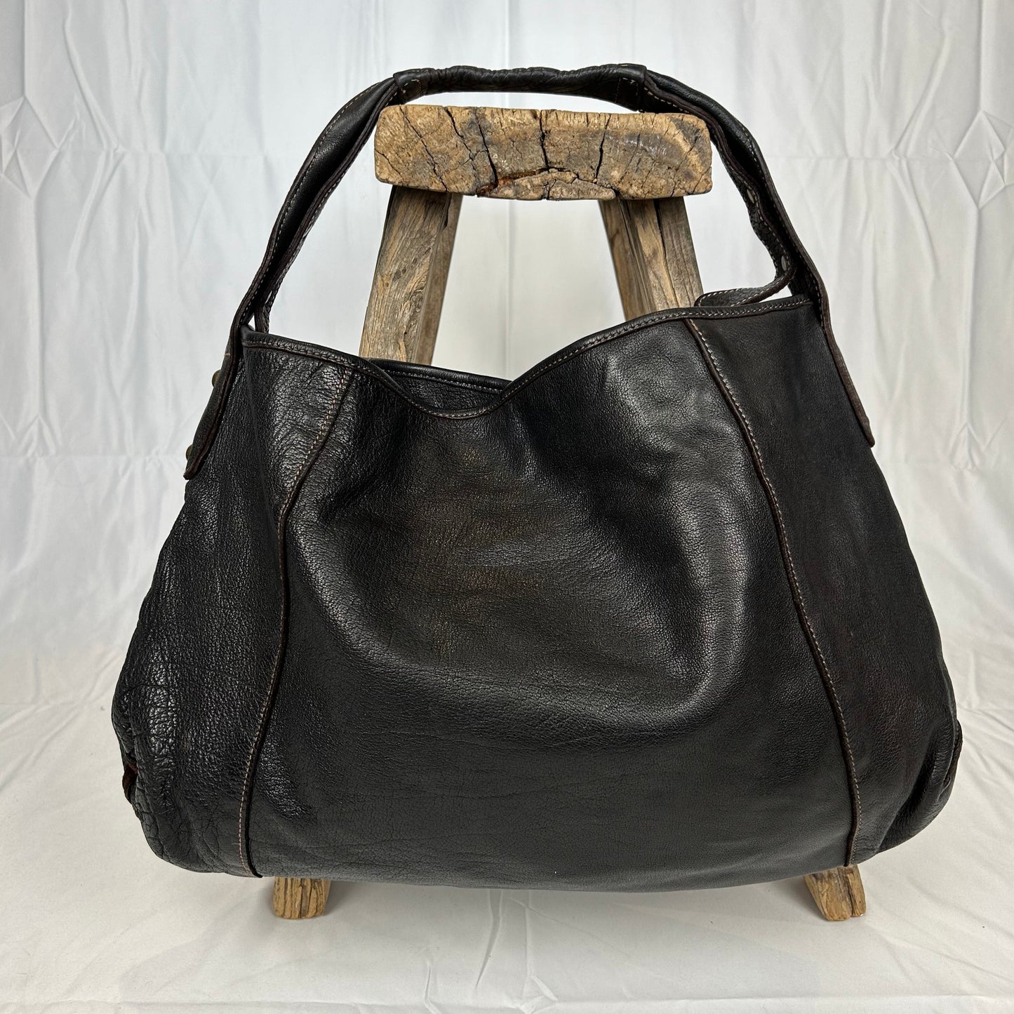 Vintage y2k style slouchy black hobo leather bag