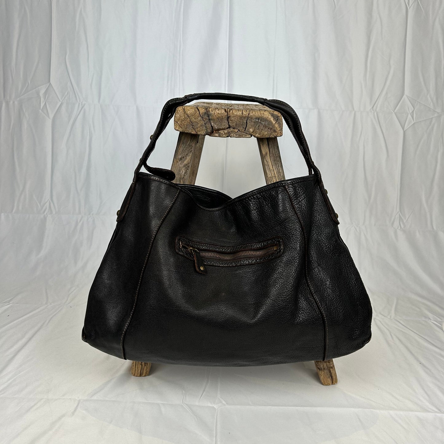 Vintage y2k style slouchy black hobo leather bag
