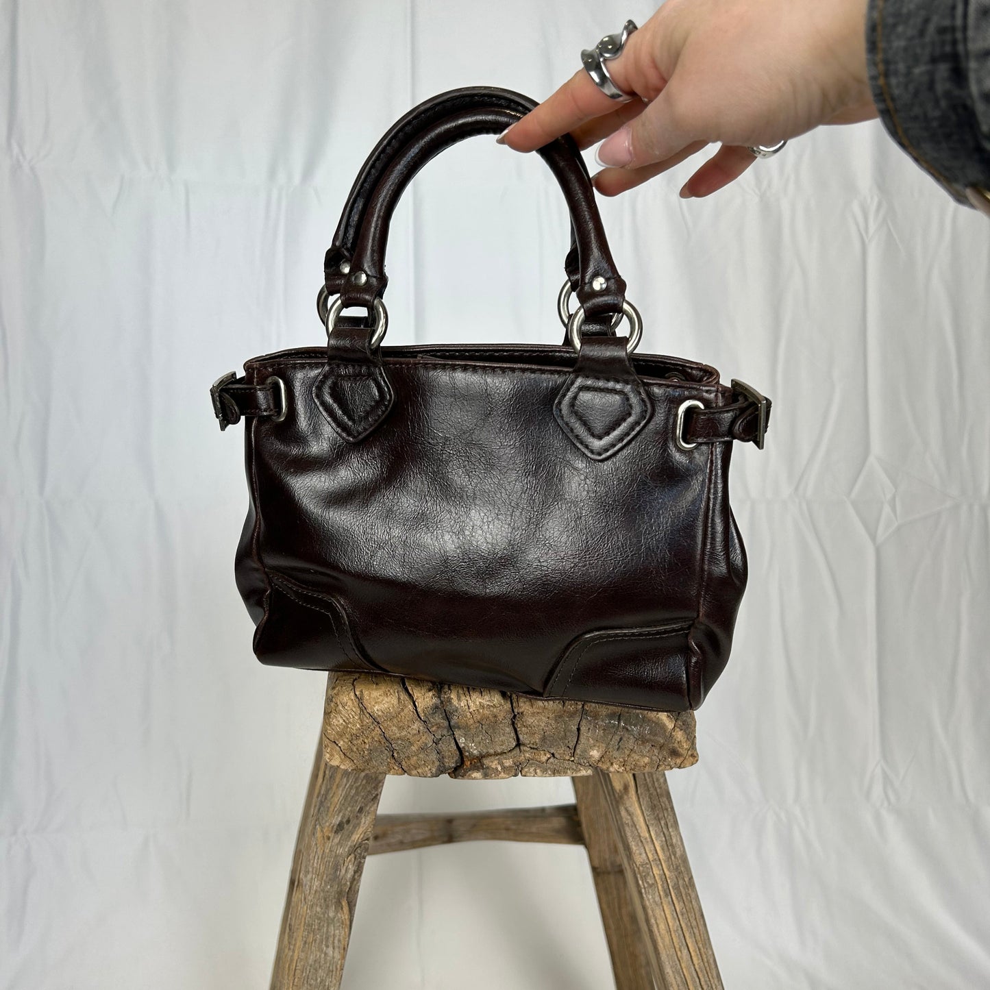 Vintage y2k style mini brown faux leather handbag