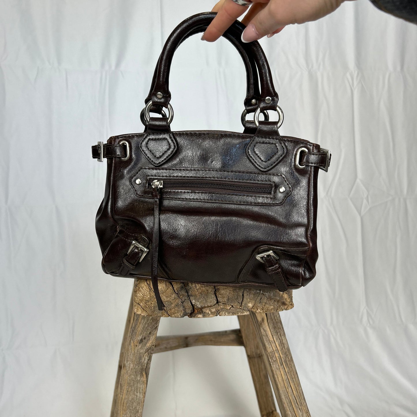 Vintage y2k style mini brown faux leather handbag