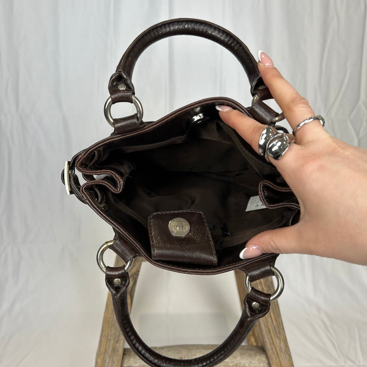 Vintage y2k style mini brown faux leather handbag