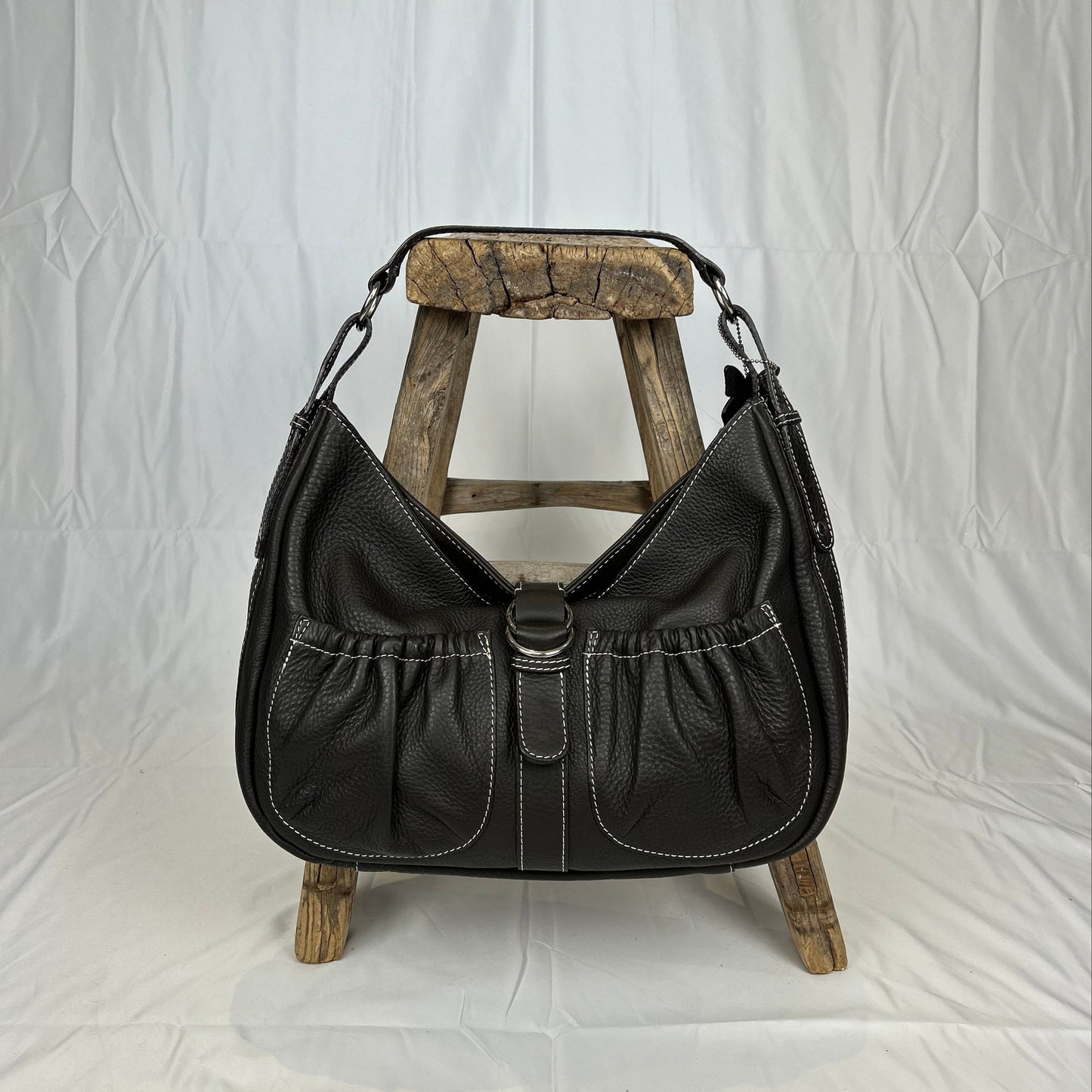 Vintage y2k style dark brown leather handbag