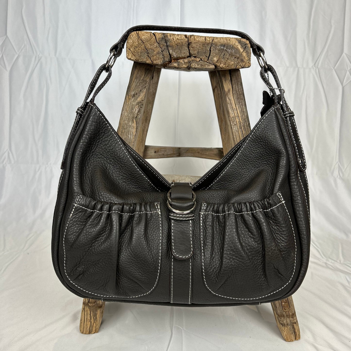 Vintage y2k style dark brown leather handbag