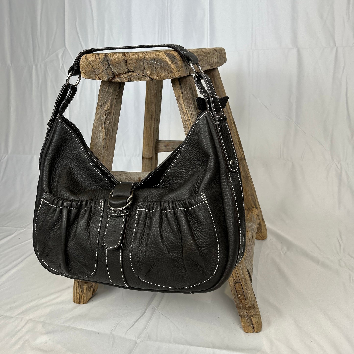 Vintage y2k style dark brown leather handbag
