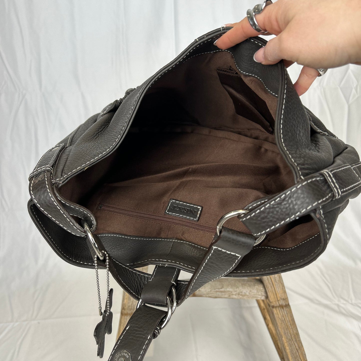 Vintage y2k style dark brown leather handbag