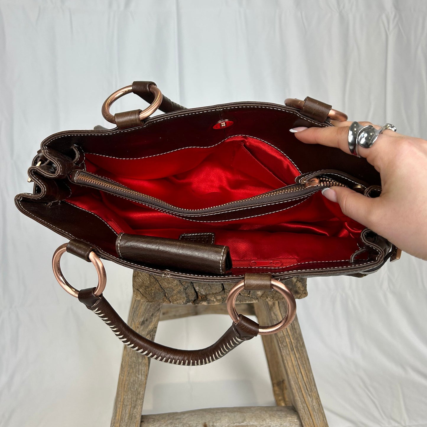 Vintage y2k style brown leather handbag