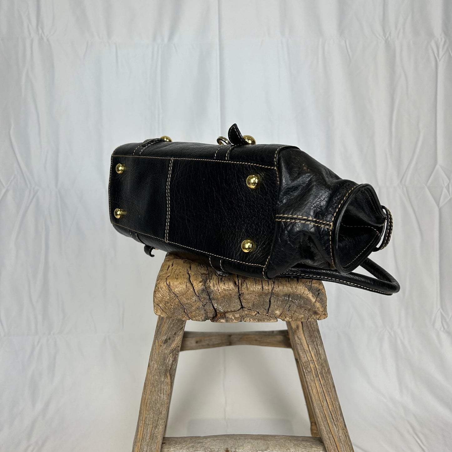 Vintage y2k style black leather shoulder bag