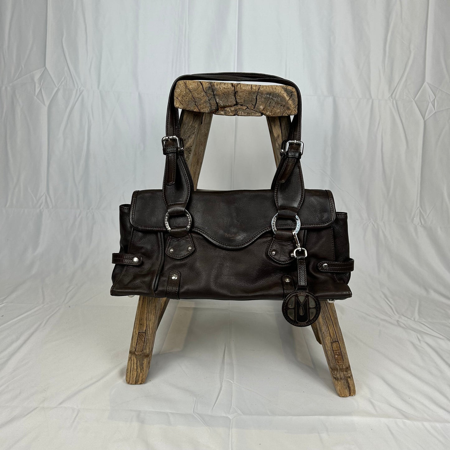 Vintage y2k style chocolate brown slouchy leather shoulder bag