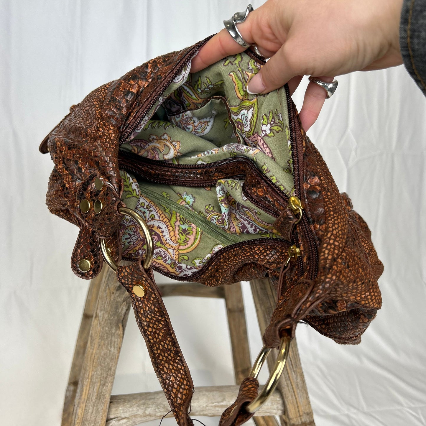 Vintage y2k style snakeskin faux leather handbag