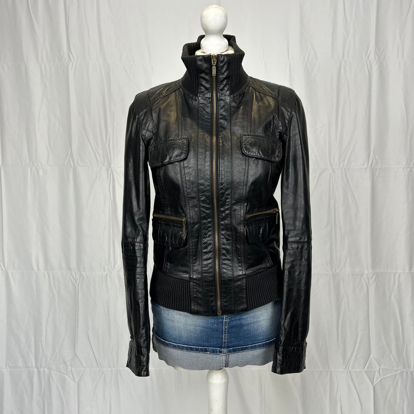 Vintage y2k style black leather jacket