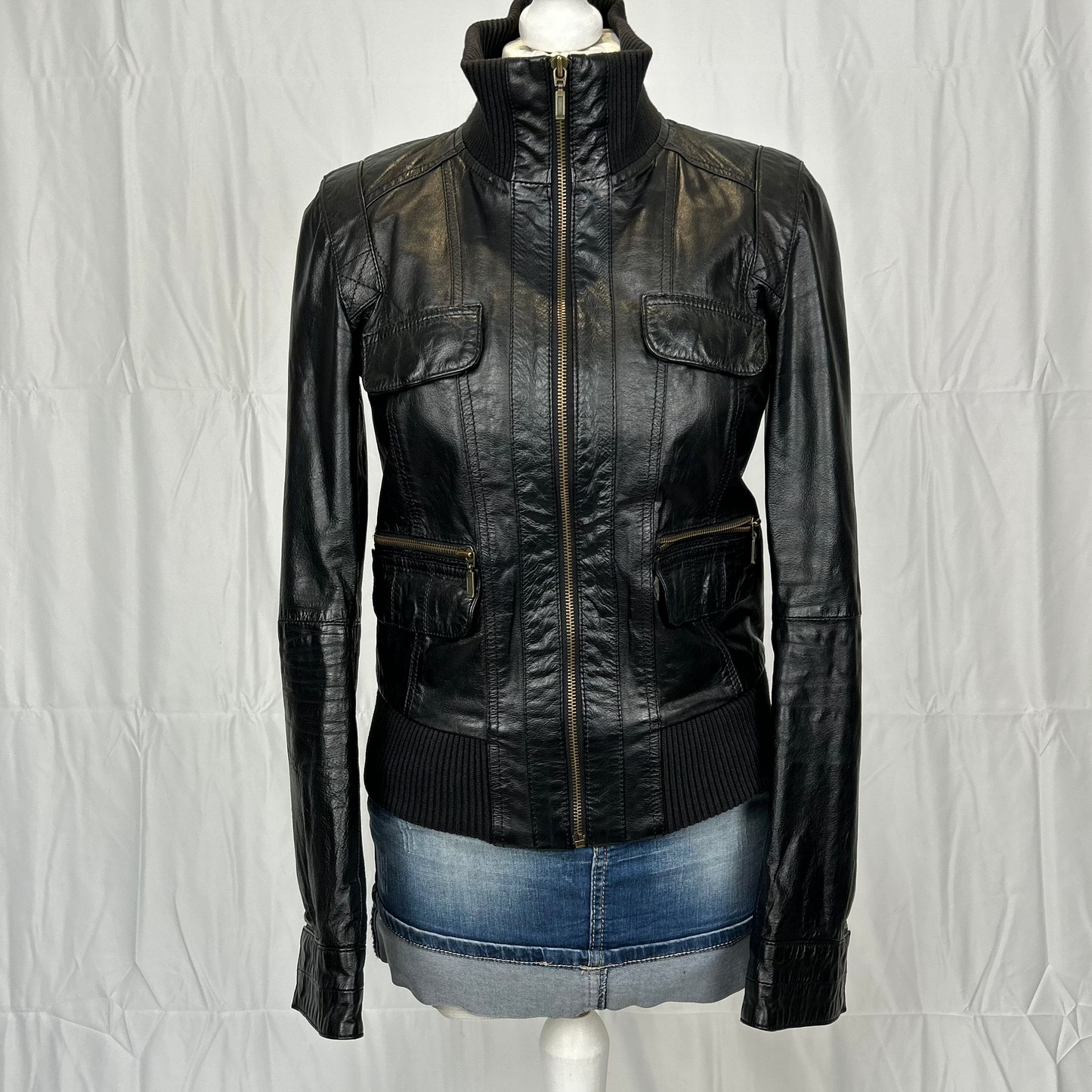 Vintage y2k style black leather jacket
