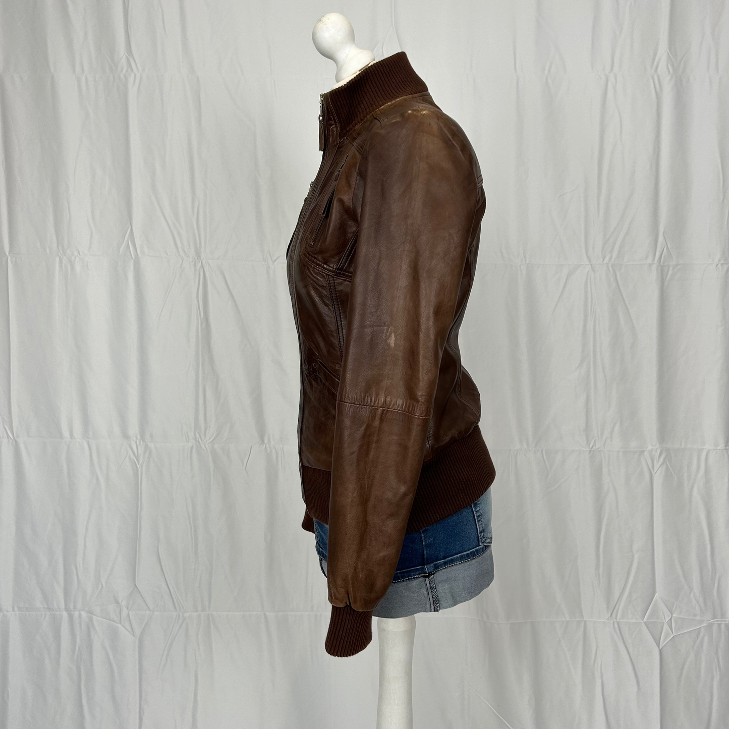 Vintage y2k style brown slouchy leather jacket