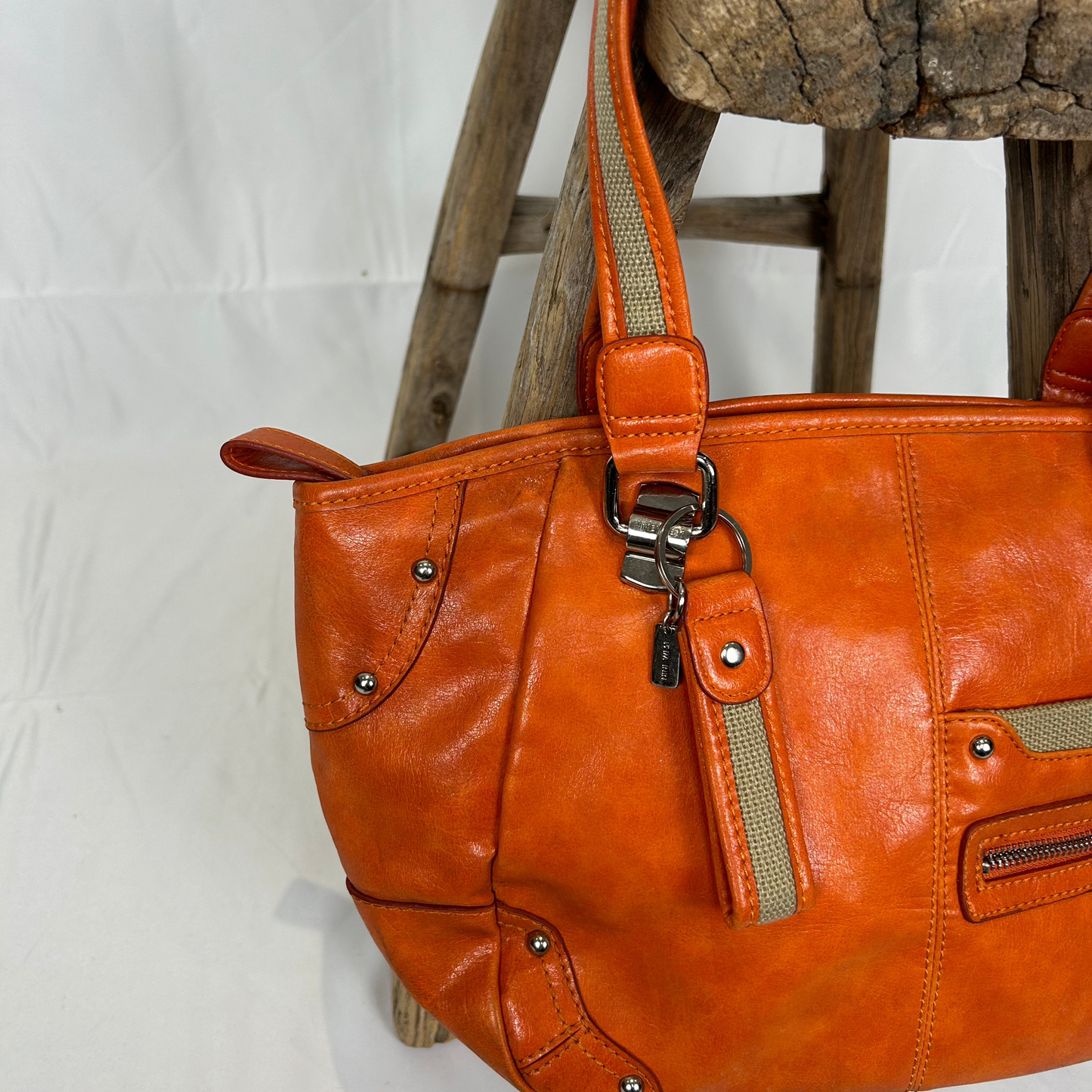 Vintage y2k style orange leather shoulder bag
