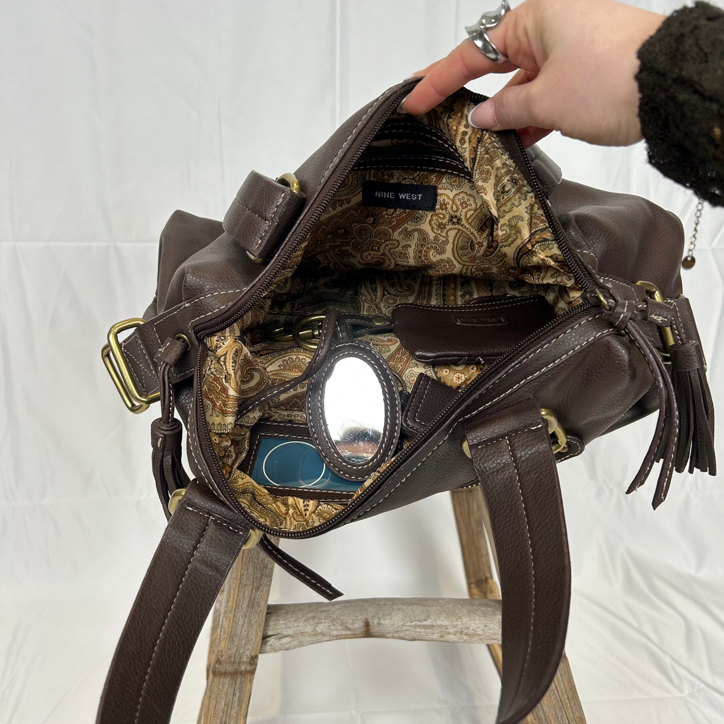 Vintage y2k style dark brown soft leather shoulder bag