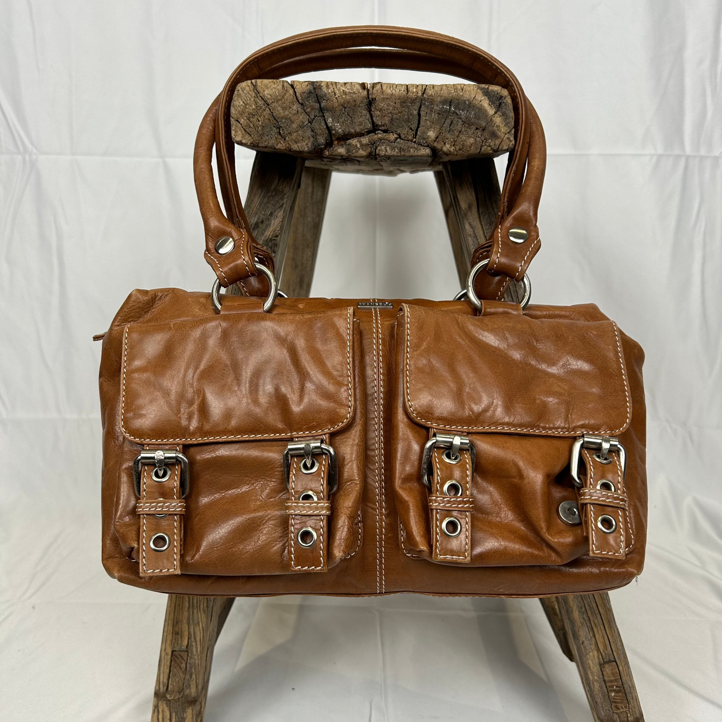 Vintage y2k style brown leather shoulder bag