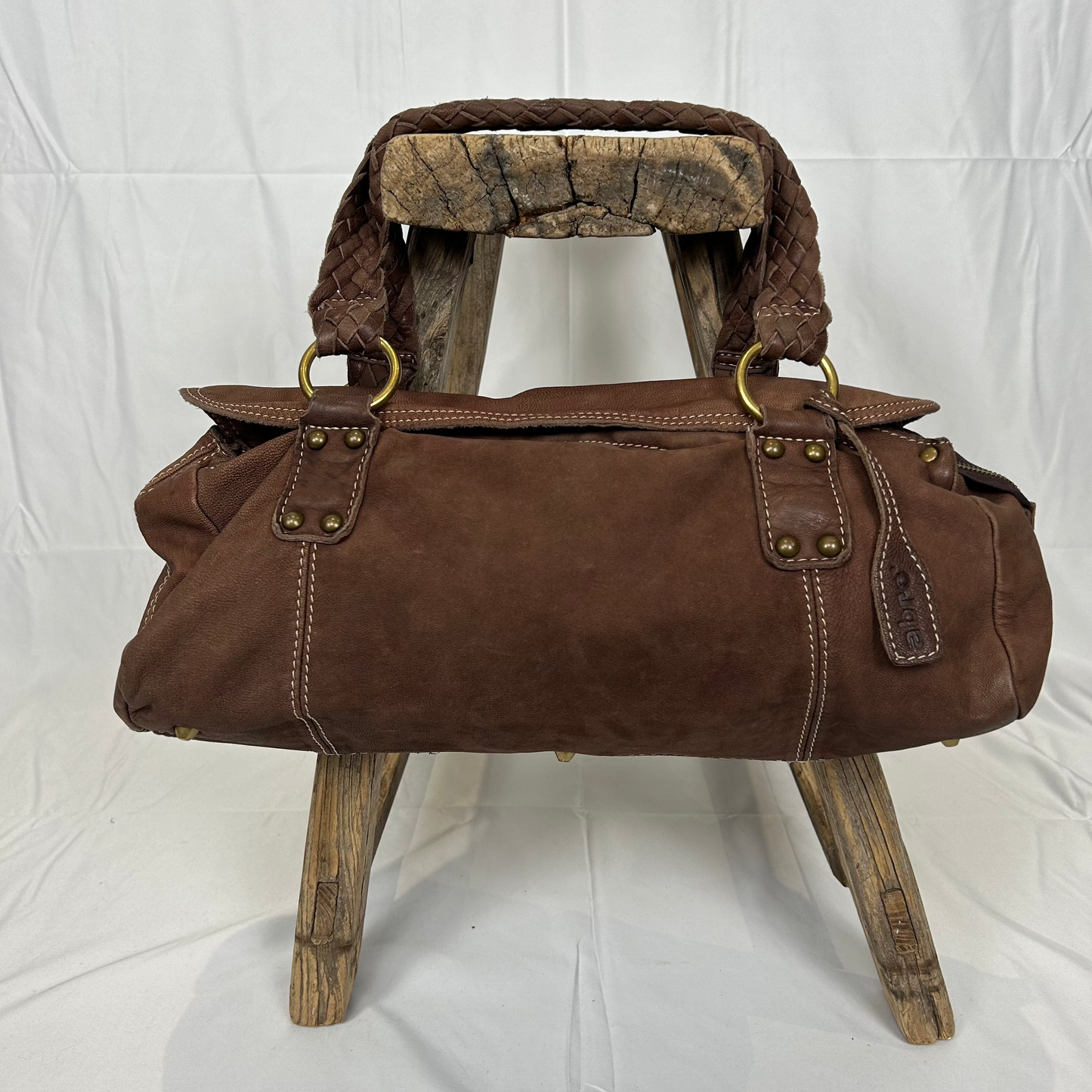 Vintage y2k style soft slouchy brown leather shoulder bag