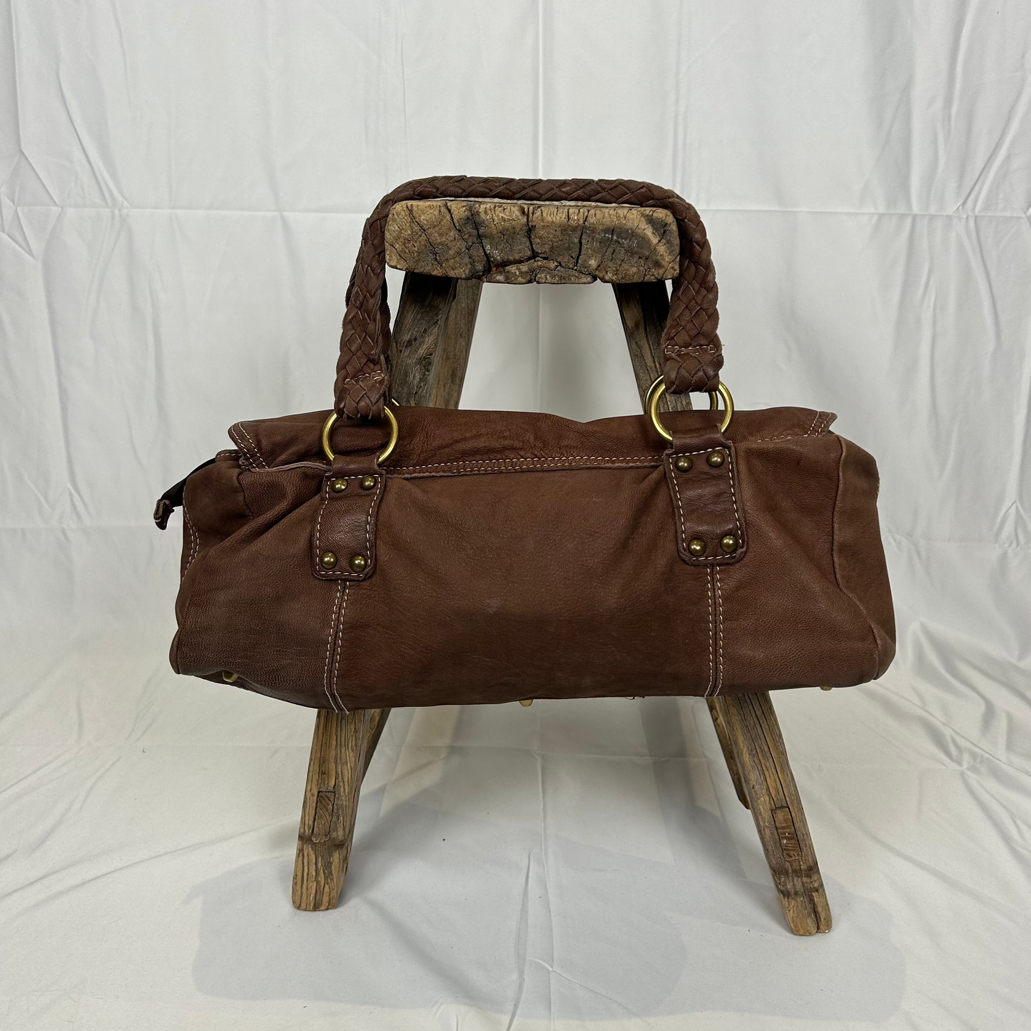 Vintage y2k style soft slouchy brown leather shoulder bag