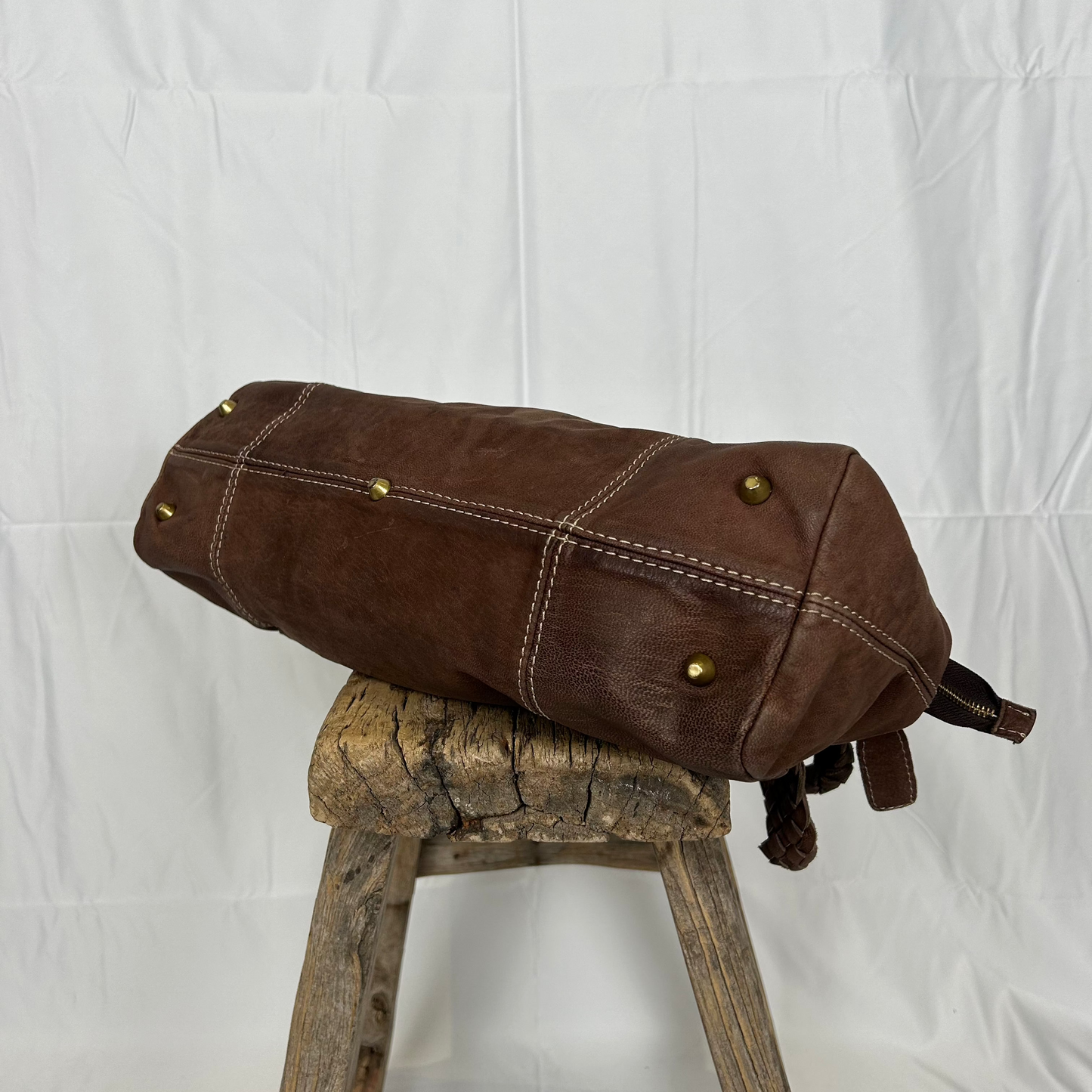 Vintage y2k style soft slouchy brown leather shoulder bag