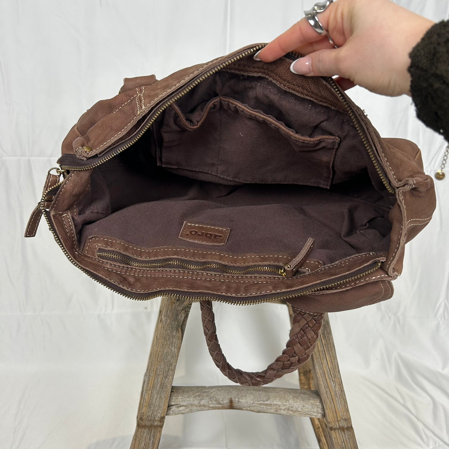 Vintage y2k style soft slouchy brown leather shoulder bag