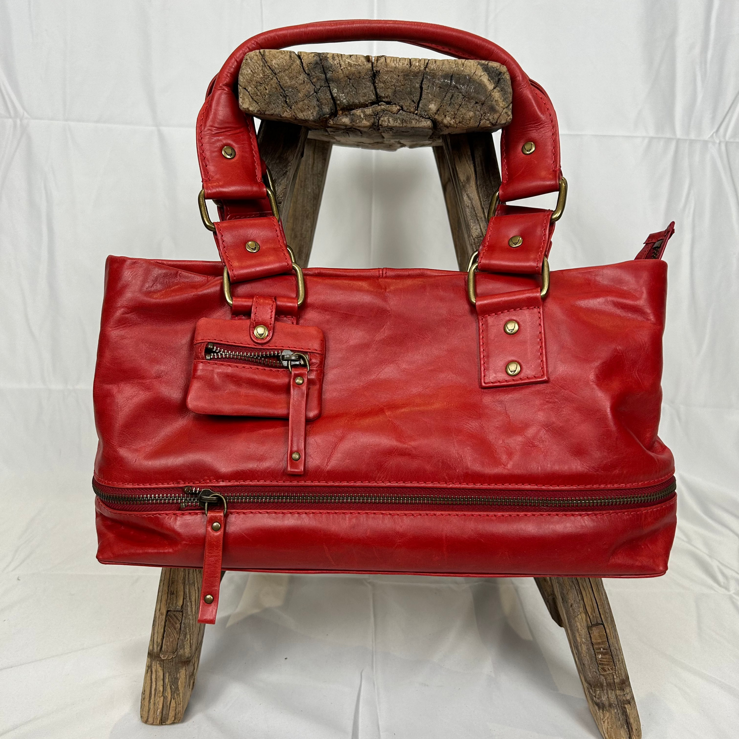 Vintage y2k style soft red leather shoulder bag